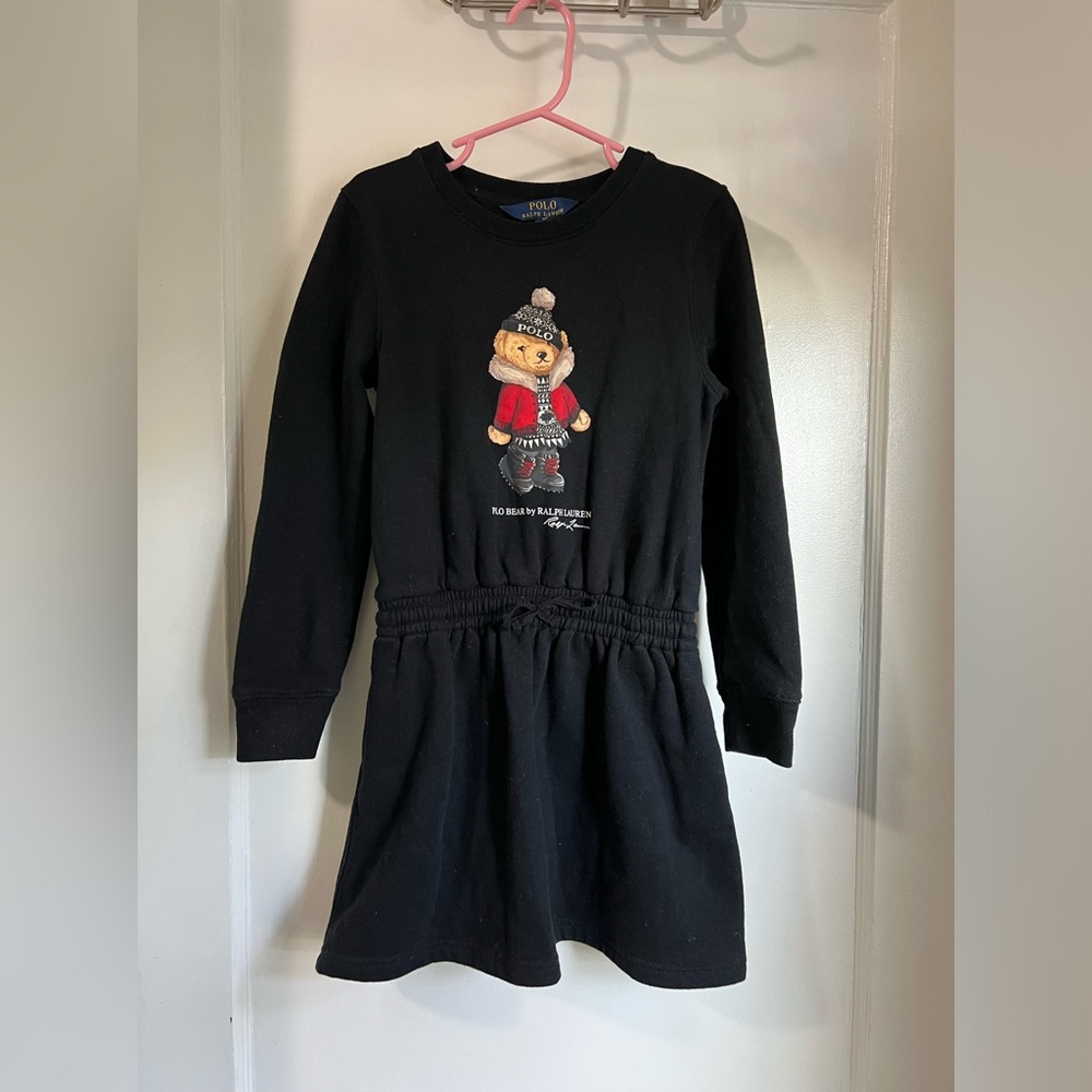 POLO Ralph Lauren 🖤 Ls Polo Hat Bear Drawstring Sweater Dress